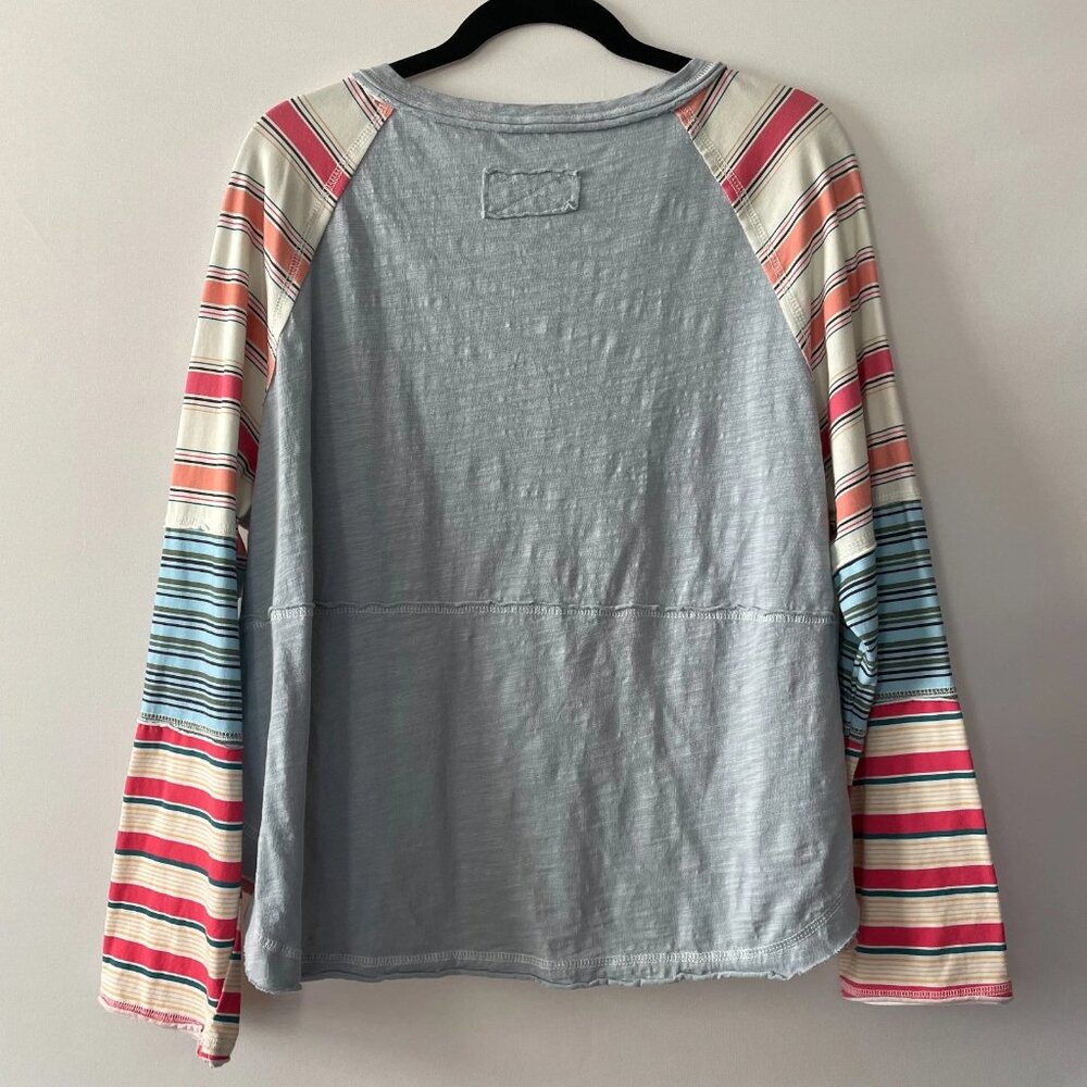 Unbranded Womens Multicolor Striped Loose Fit Raglan Long Sleeve T-Shirt Size XL - Picture 2 of 7